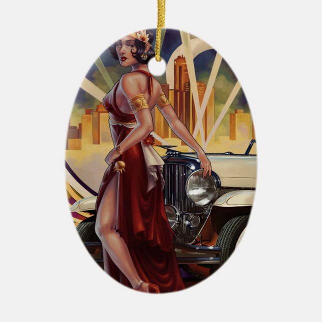 Detroit, Michigan | Motor City Ceramic Tree Decoration (Front)