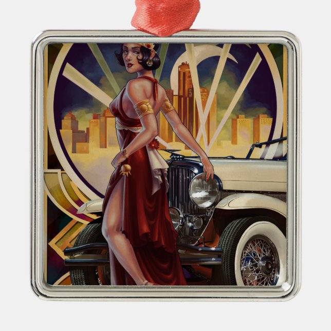 Detroit, Michigan | Motor City Metal Tree Decoration (Front)