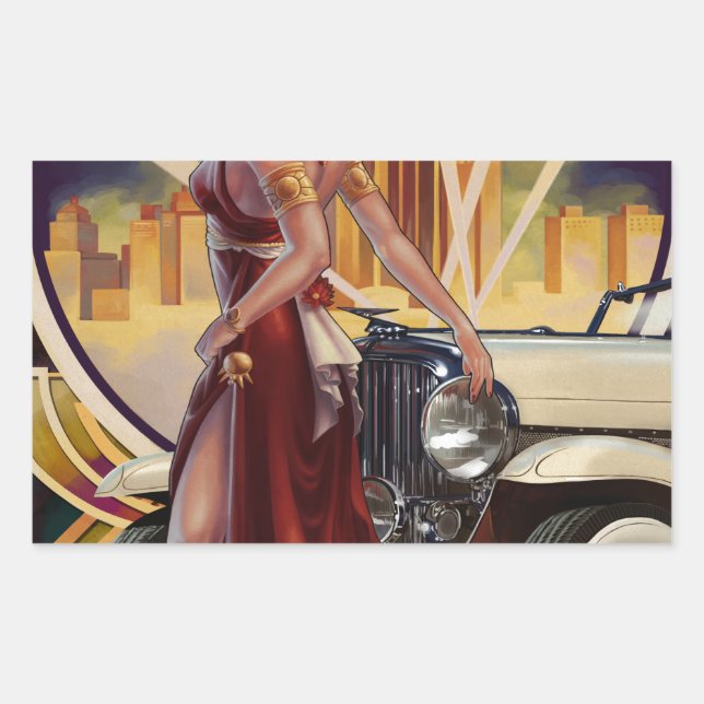 Detroit, Michigan | Motor City Rectangular Sticker (Front)