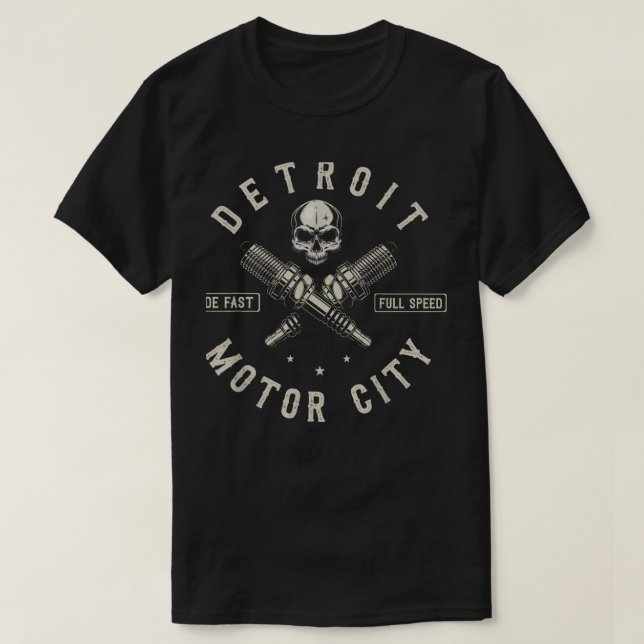 Detroit Michigan Motor City Spark Plug Wings Ride  T-Shirt (Design Front)