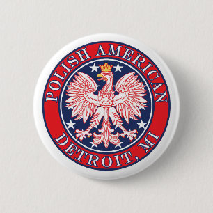 Detroit Michigan Polish 6 Cm Round Badge