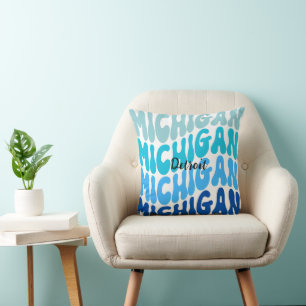 Detroit, Michigan Repeating Blue Cushion