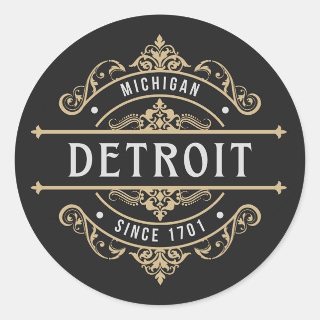 Detroit Michigan Since 1701  Classic Round Sticker (Front)