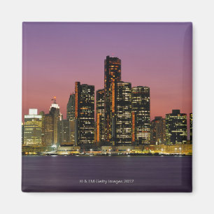 Detroit, Michigan Skyline at Night Magnet