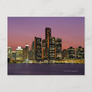 Detroit, Michigan Skyline at Night Postcard