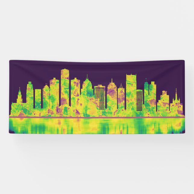 Detroit Michigan Skyline Banner (Horizontal)
