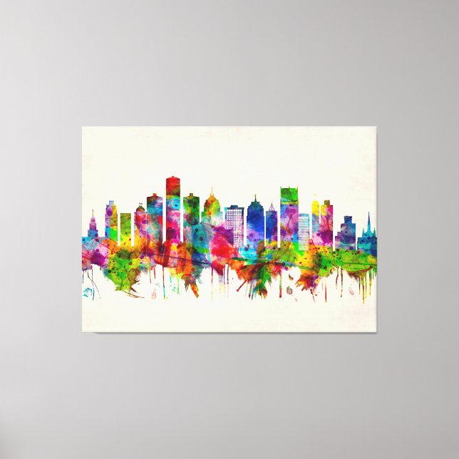 Detroit Michigan Skyline Canvas Print (Front)