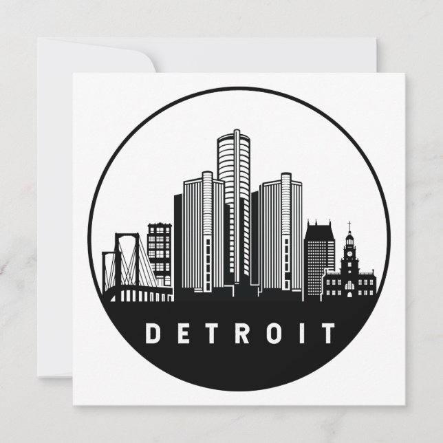 Detroit Michigan Skyline Card (Front)