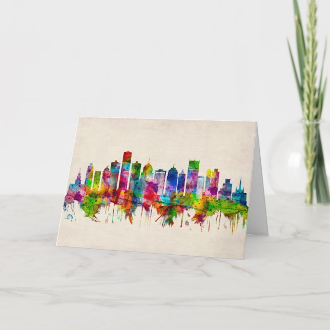 Detroit Michigan Skyline Holiday Card (Front)