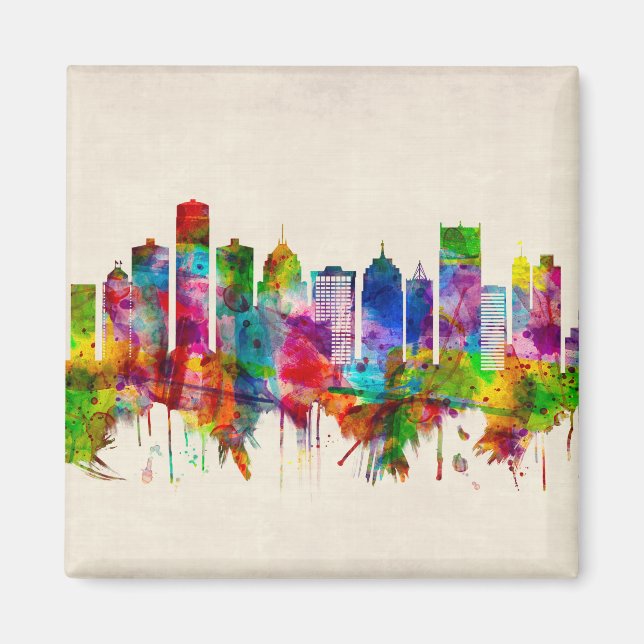 Detroit Michigan Skyline Magnet (Front)