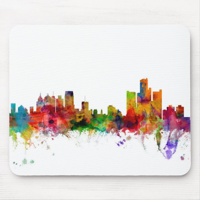 Detroit Michigan Skyline Mouse Mat (Front)