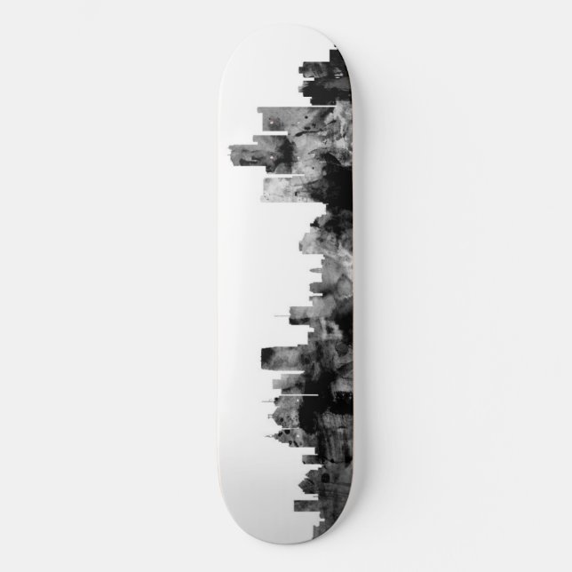Detroit Michigan Skyline Skateboard (Front)