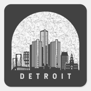 Detroit Michigan Skyline Square Sticker