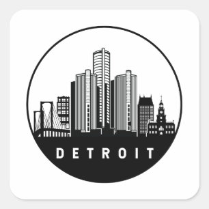 Detroit Michigan Skyline Square Sticker