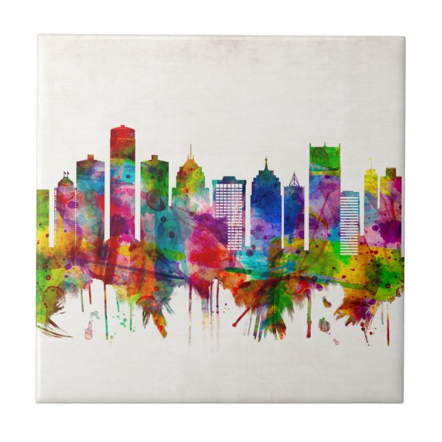 Detroit Michigan Skyline Tile (Front)