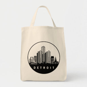 Detroit Michigan Skyline Tote Bag