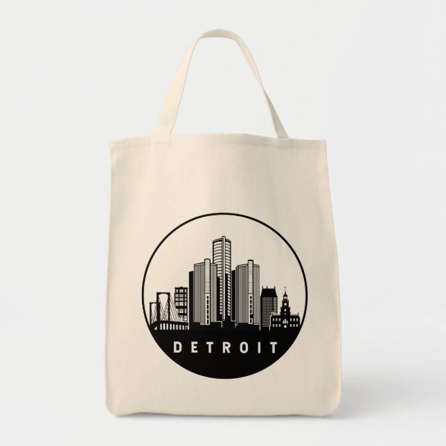 Detroit Michigan Skyline Tote Bag (Front)