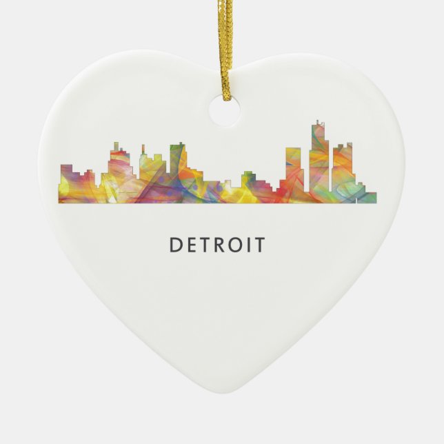 DETROIT, MICHIGAN SKYLINE WB1 - CERAMIC TREE DECORATION (Front)