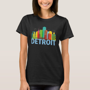 Detroit Michigan USA Skyline Silhouette Outline Sk T-Shirt
