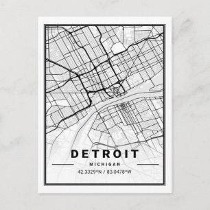 Detroit Michigan USA Travel City Map Postcard