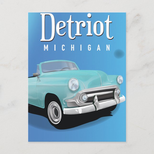 Detroit Michigan USA Vintage Travel poster Postcard (Front)