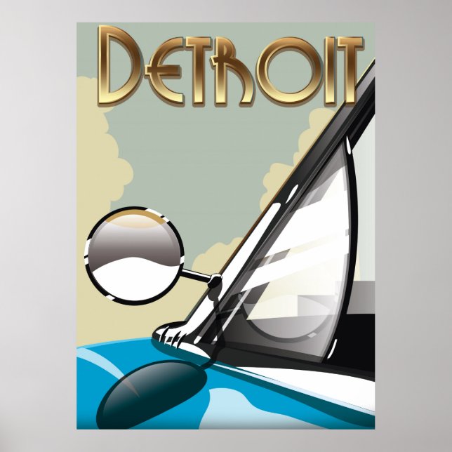 Detroit Michigan Vintage automobile travel poster (Front)