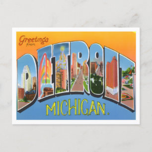 Detroit, Michigan Vintage Big Letters Postcard