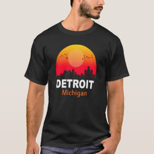 Detroit Michigan Vintage Sunset Retro City State U T-Shirt