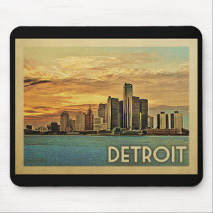 Detroit Michigan Vintage Travel Mouse Mat