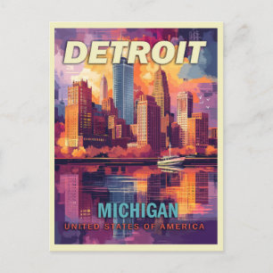 Detroit, Michigan   Vintage Travel Postcard
