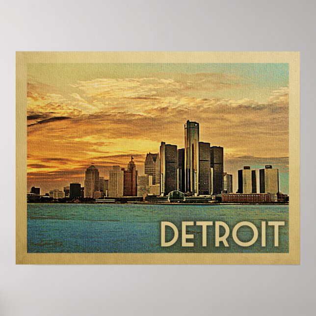 Detroit Michigan Vintage Travel Poster (Front)