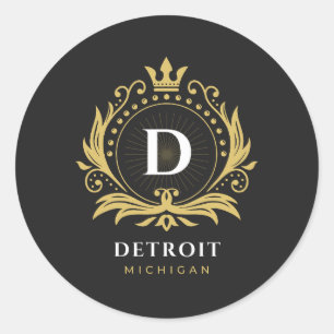 Detroit Monogram Classic Round Sticker