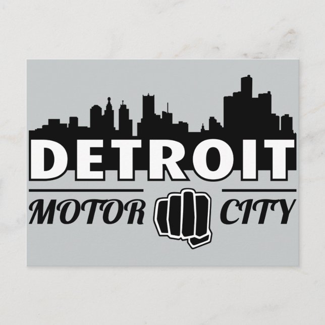 Detroit Motor City Skyline Postcard (Front)