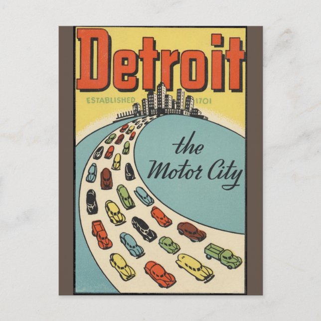 Detroit Motor City USA - Vintage Travel Postcard (Front)