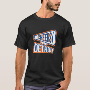 Detroit Navy Blue And Orange Megaphone T-Shirt