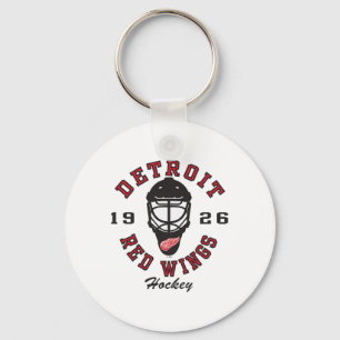 Detroit Red Wings Hockey Mask Gray Officially Lice Key Ring
