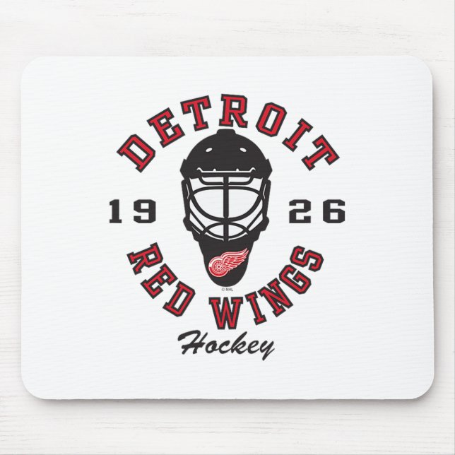 Detroit Red Wings Hockey Mask Gray Officially Lice Mouse Mat (Front)