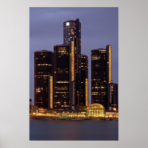Detroit Renaissance Center At Dusk Poster