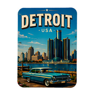 Detroit Riverwalk Skyline Magnet