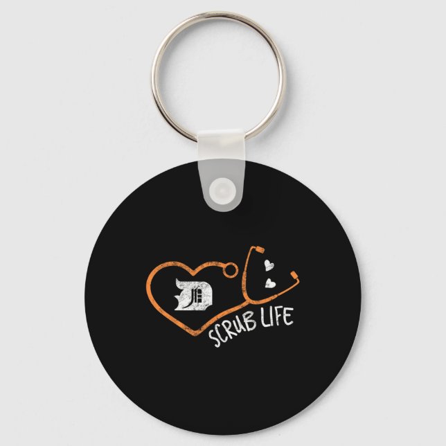 Detroit Scrub Life Michigan Nurse Shirt Medical Te Key Ring (Front)