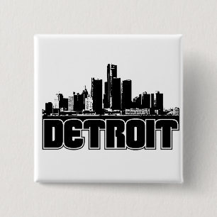 Detroit Skyline 15 Cm Square Badge