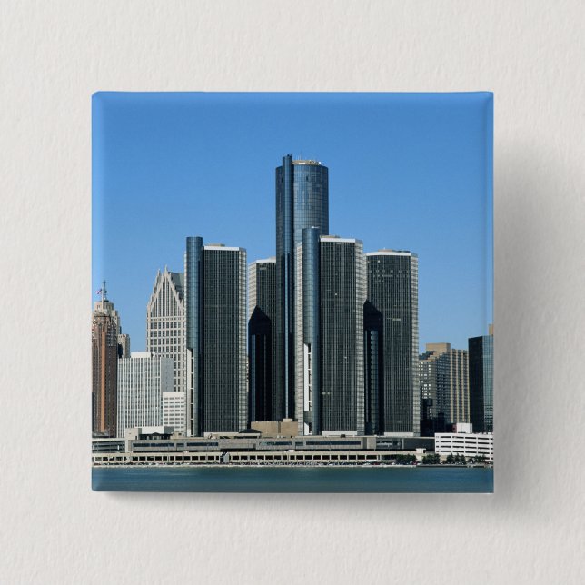 Detroit Skyline 4 15 Cm Square Badge (Front)
