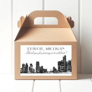 Detroit Skyline Art Deco Thank You Wedding Rectangular Sticker