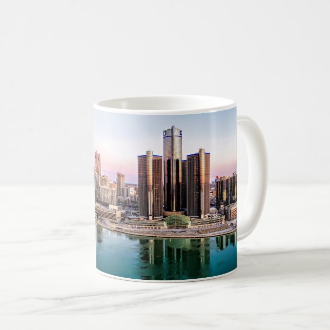 Detroit Skyline at Dawn Mug (Front Right)