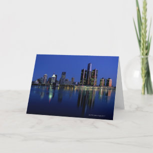 Detroit Skyline at Night Card