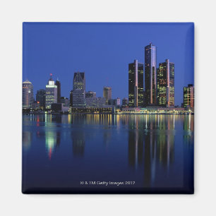 Detroit Skyline at Night Magnet
