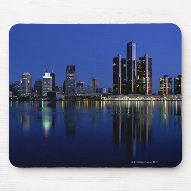 Detroit Skyline at Night Mouse Mat (Front)