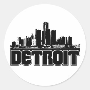 Detroit Skyline Classic Round Sticker