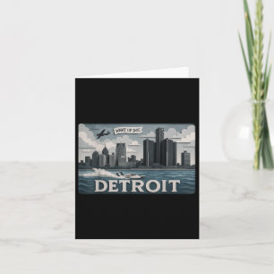 Detroit Skyline Design With What Up Doe’  Card