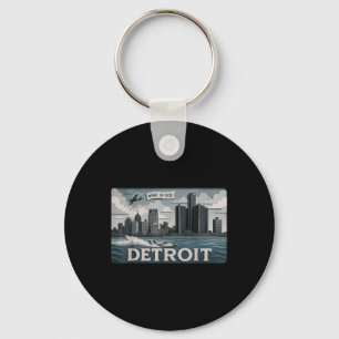 Detroit Skyline Design With What Up Doe’  Key Ring